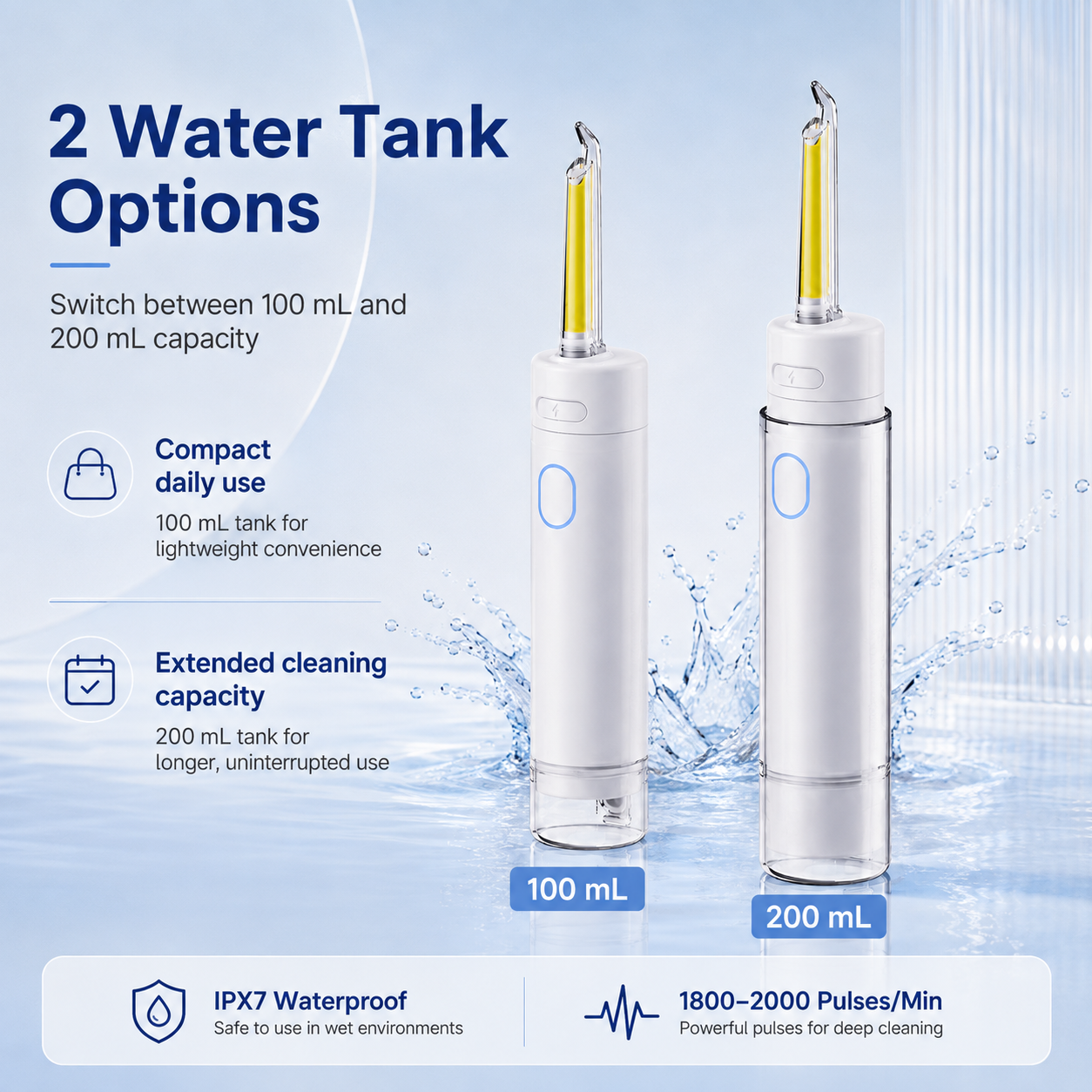 Dentson Mini Water Flosser – Dual Tank Portable Design