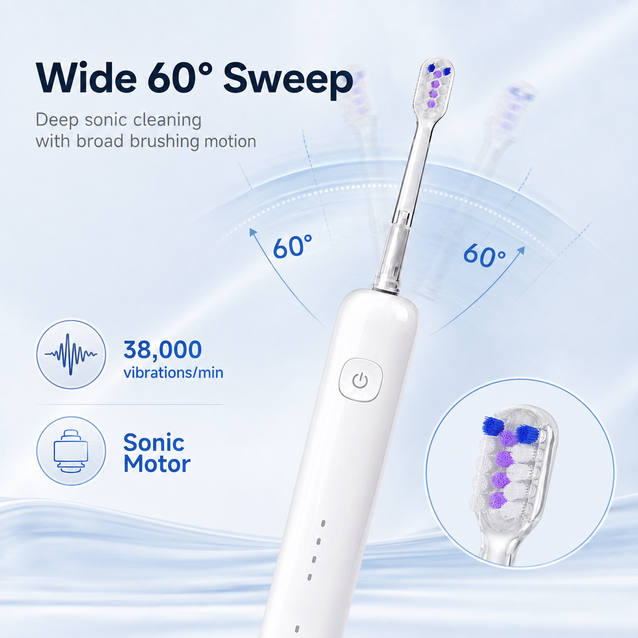 Dentson Sonic Electric Toothbrush – 4 Modes, 180-Day Battery Life
