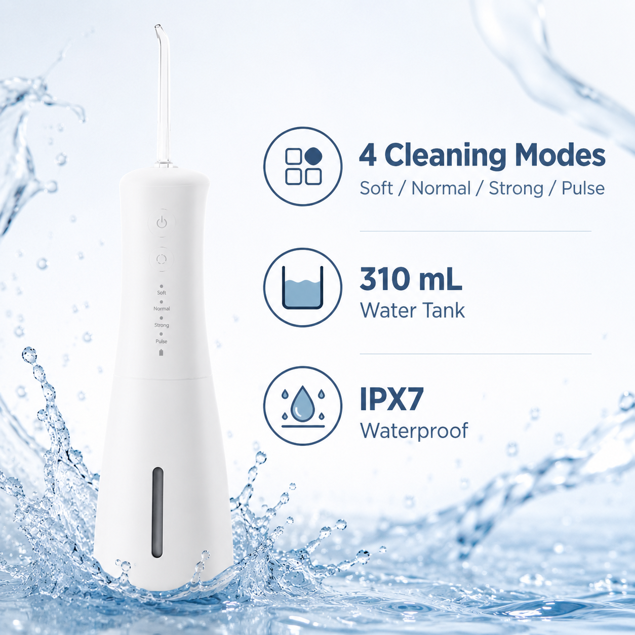 Dentson 4-Mode Cordless Water Flosser – Deep Clean, Everyday Comfort