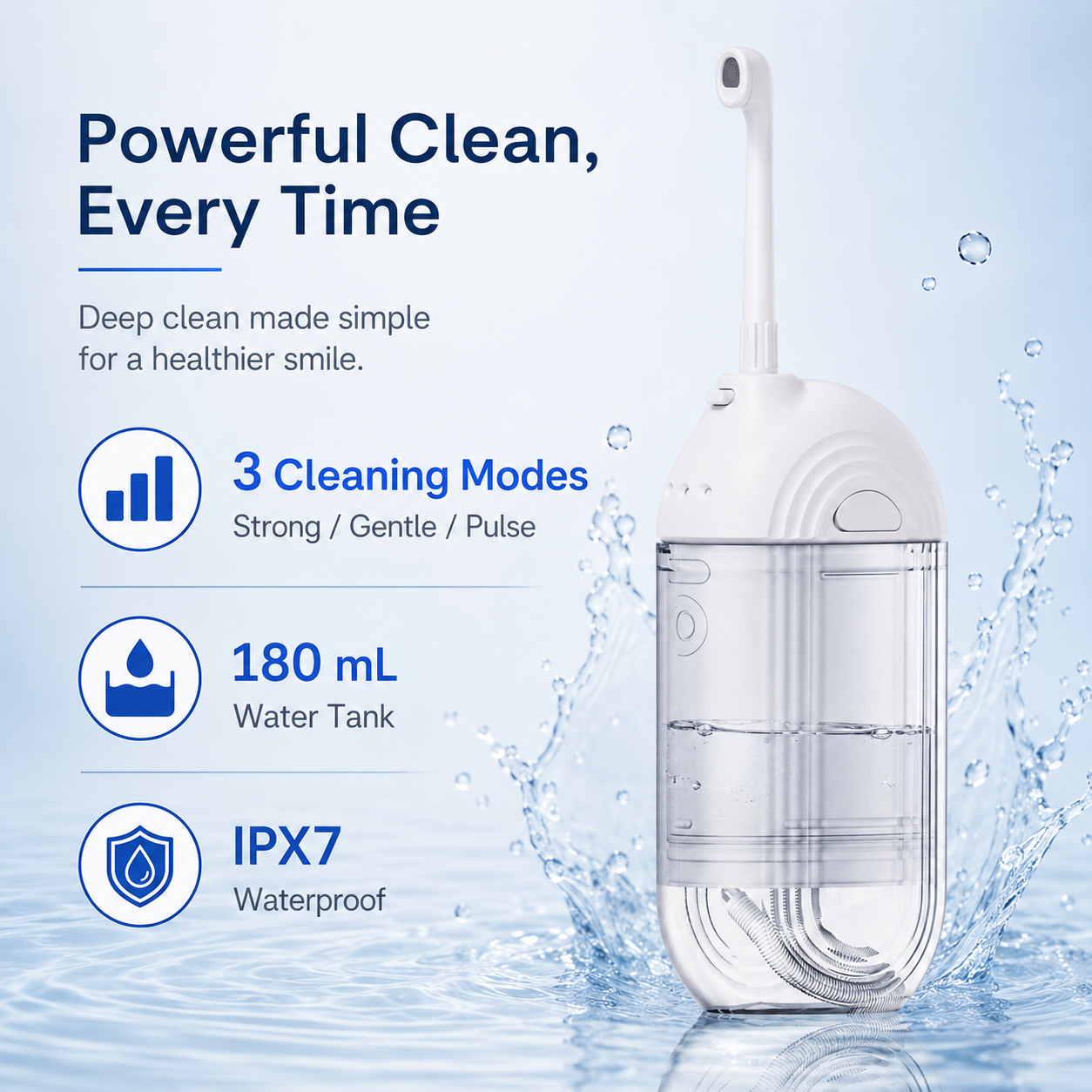 Dentson Collapsible Water Flosser – Compact Travel Design
