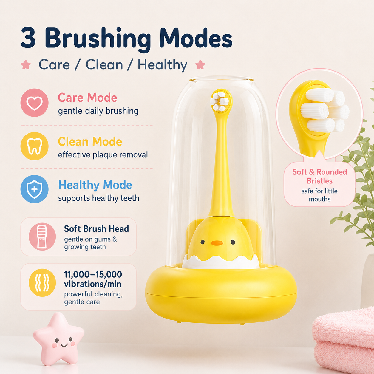 Dentson Kids Electric Toothbrush – Wall-Mounted Hygiene Set