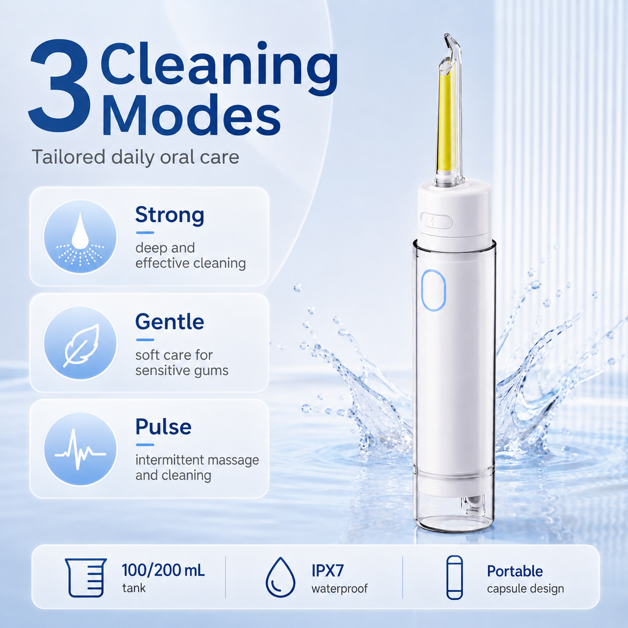 Dentson Mini Water Flosser – Dual Tank Portable Design