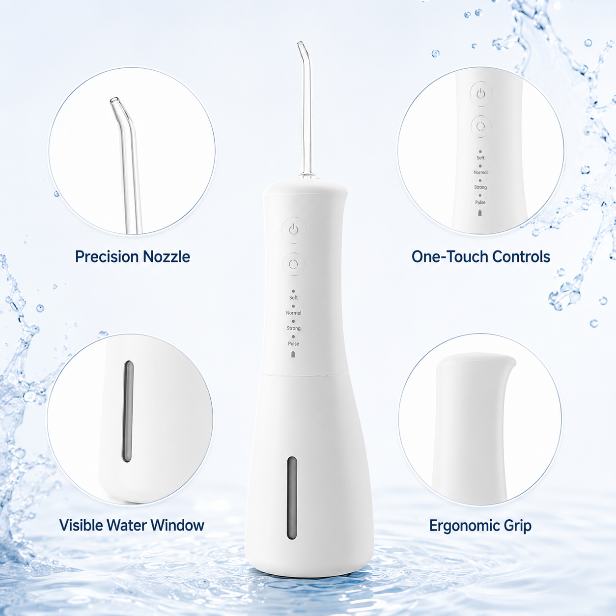 Dentson 4-Mode Cordless Water Flosser – Deep Clean, Everyday Comfort