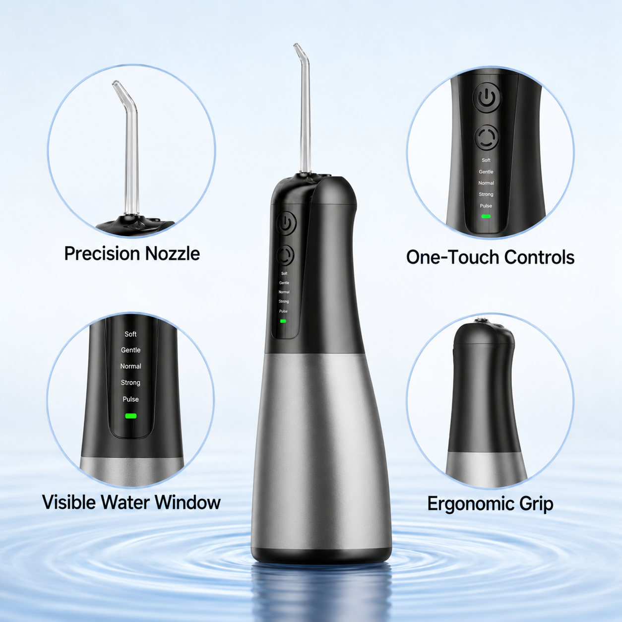 Dentson 5-Mode Cordless Water Flosser – 400ML Large Capacity