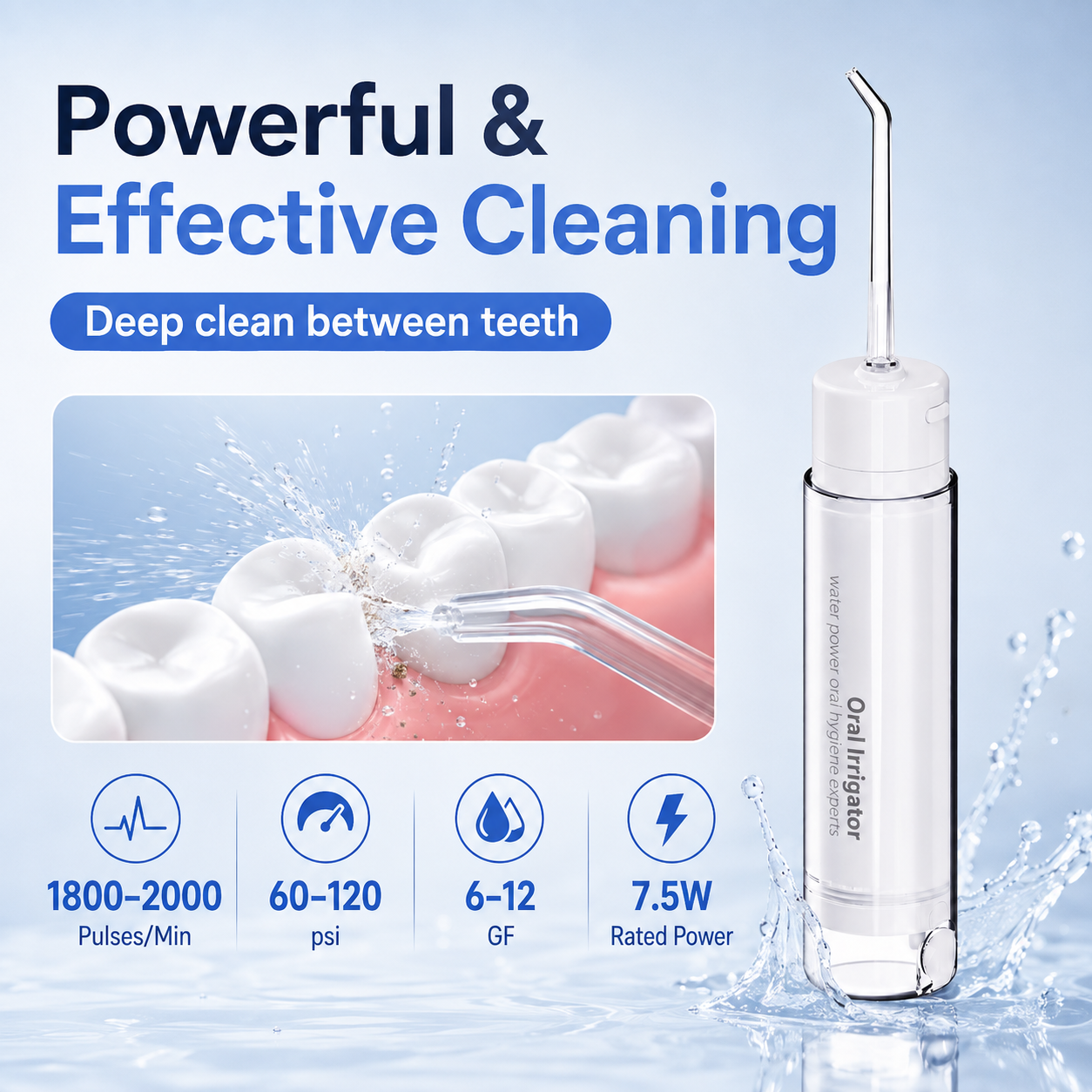 Dentson Dual-Capacity Travel Water Flosser – 100/200ML Compact Design