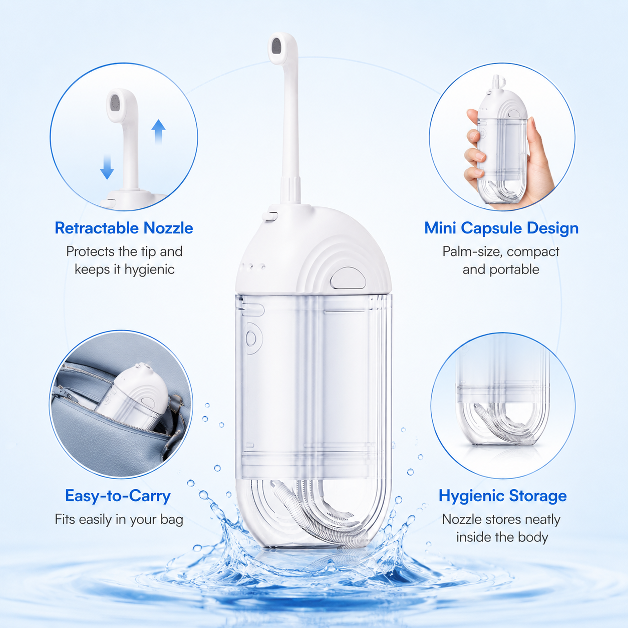 Dentson Collapsible Water Flosser – Compact Travel Design