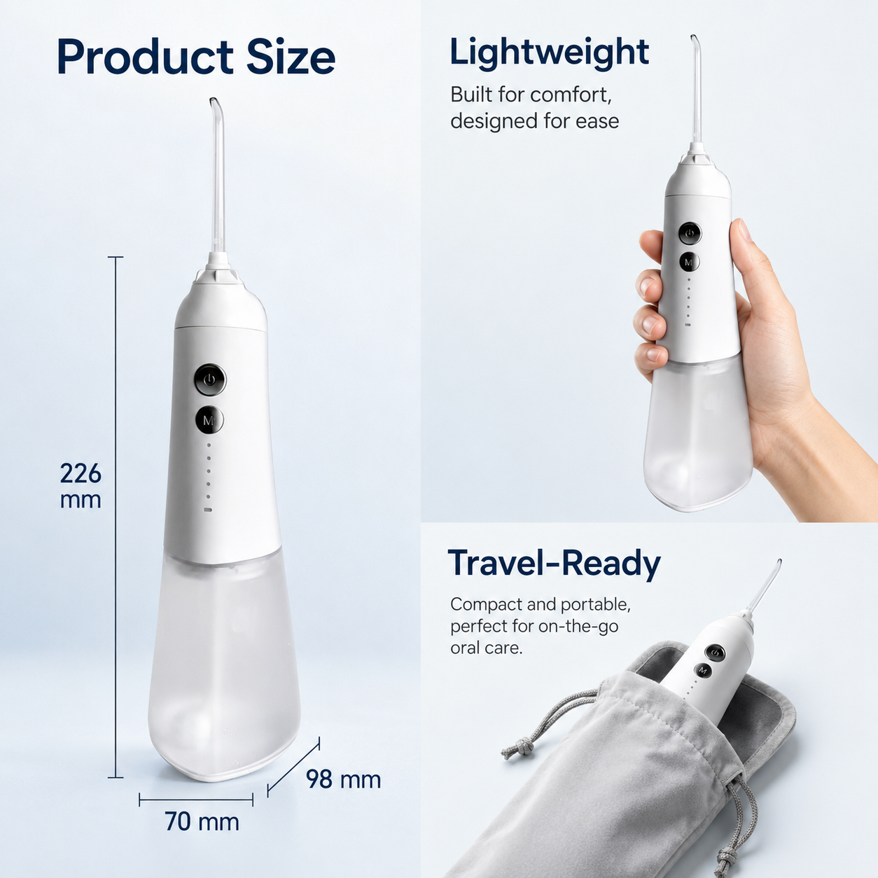 Dentson 5-Mode Cordless Water Flosser – 300ML Easy-Clean