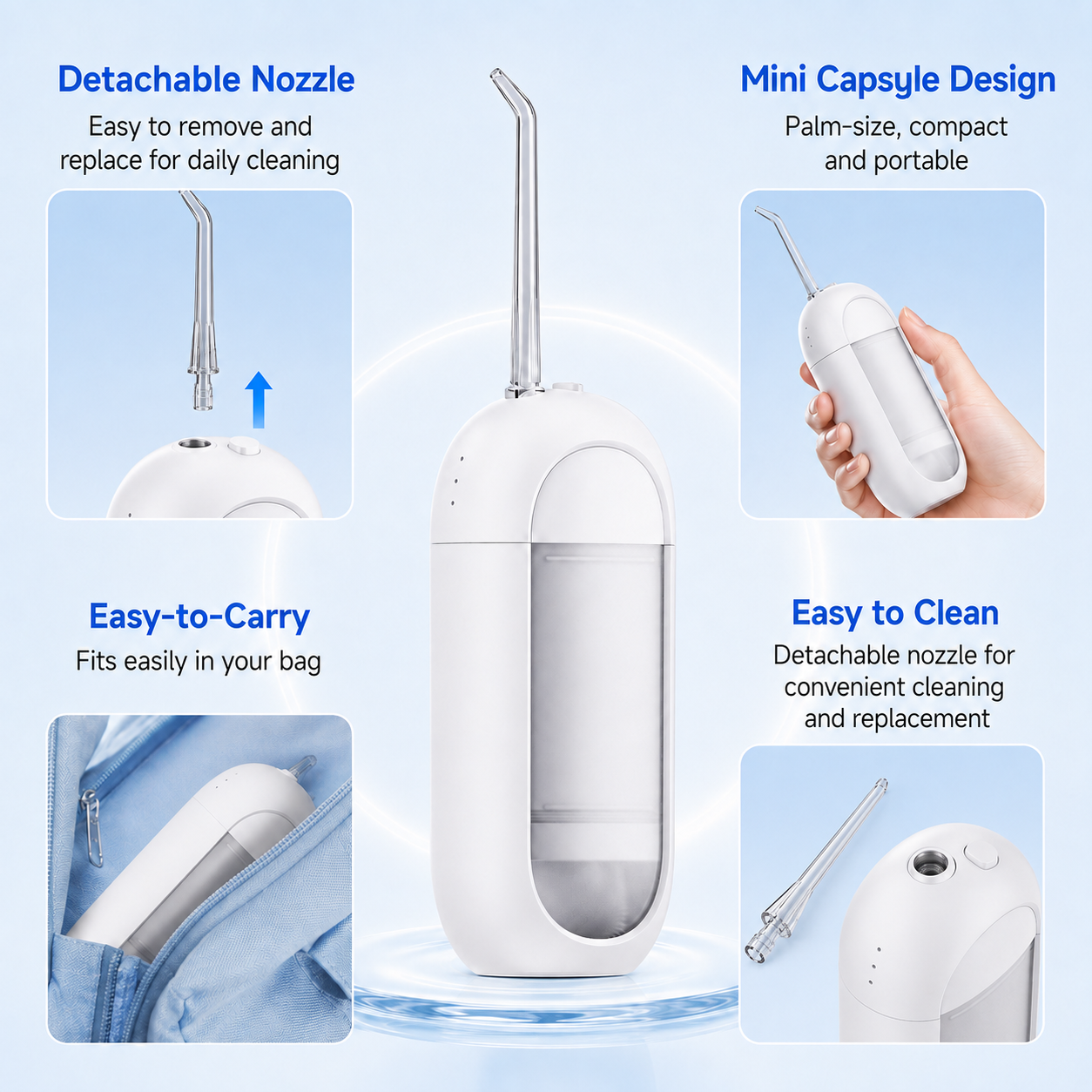 Dentson Mini Travel Water Flosser – Optional UV Sanitizing Edition