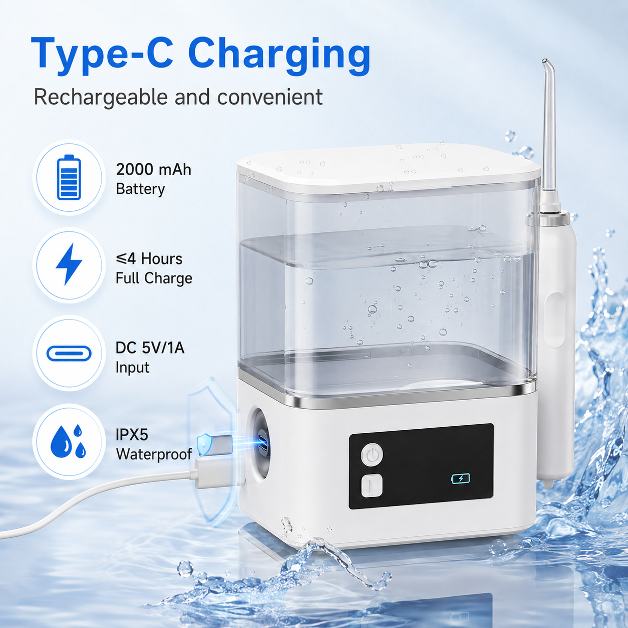 Dentson Countertop Water Flosser – 1000ML Large-Capacity Oral Irrigator