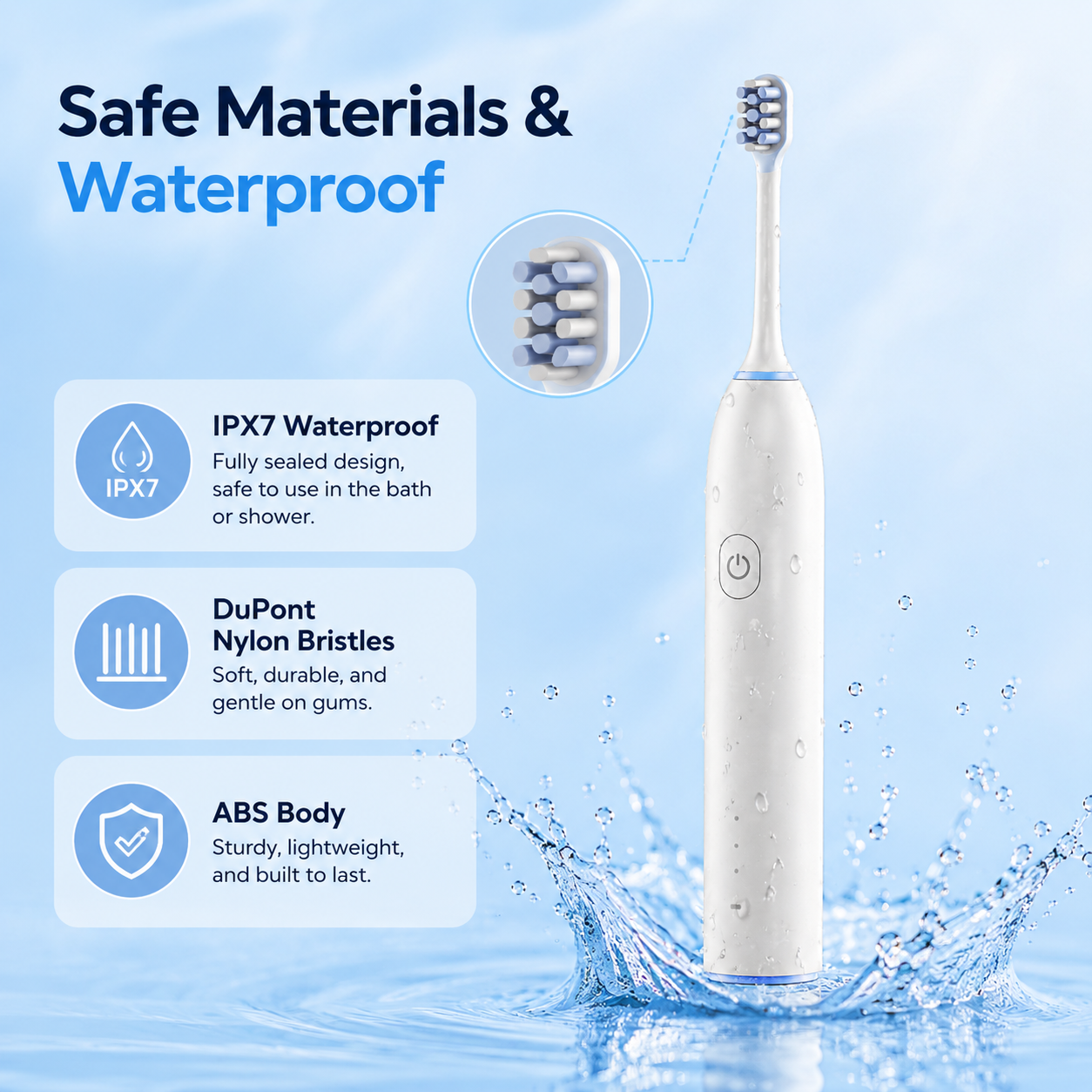 Dentson Sonic Electric Toothbrush – 3 Modes, Smart Timer