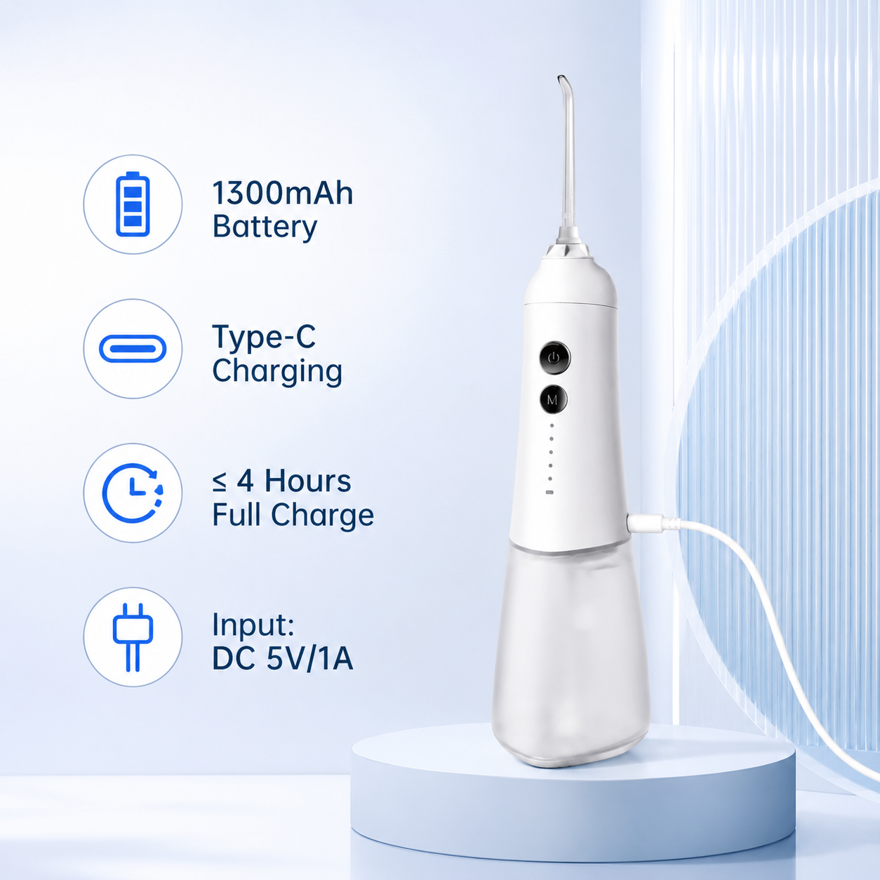 Dentson 5-Mode Cordless Water Flosser – 300ML Easy-Clean