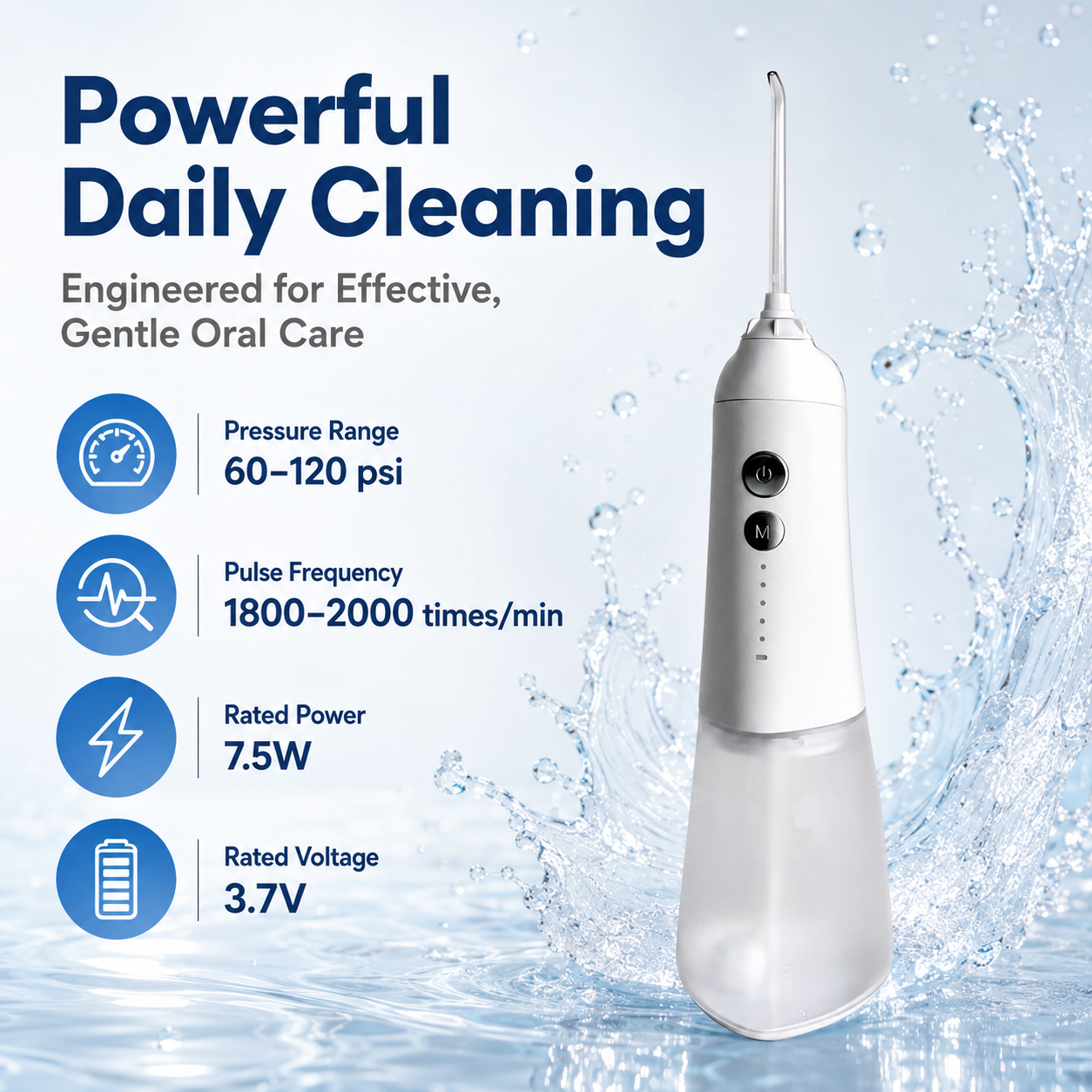 Dentson 5-Mode Cordless Water Flosser – 300ML Easy-Clean