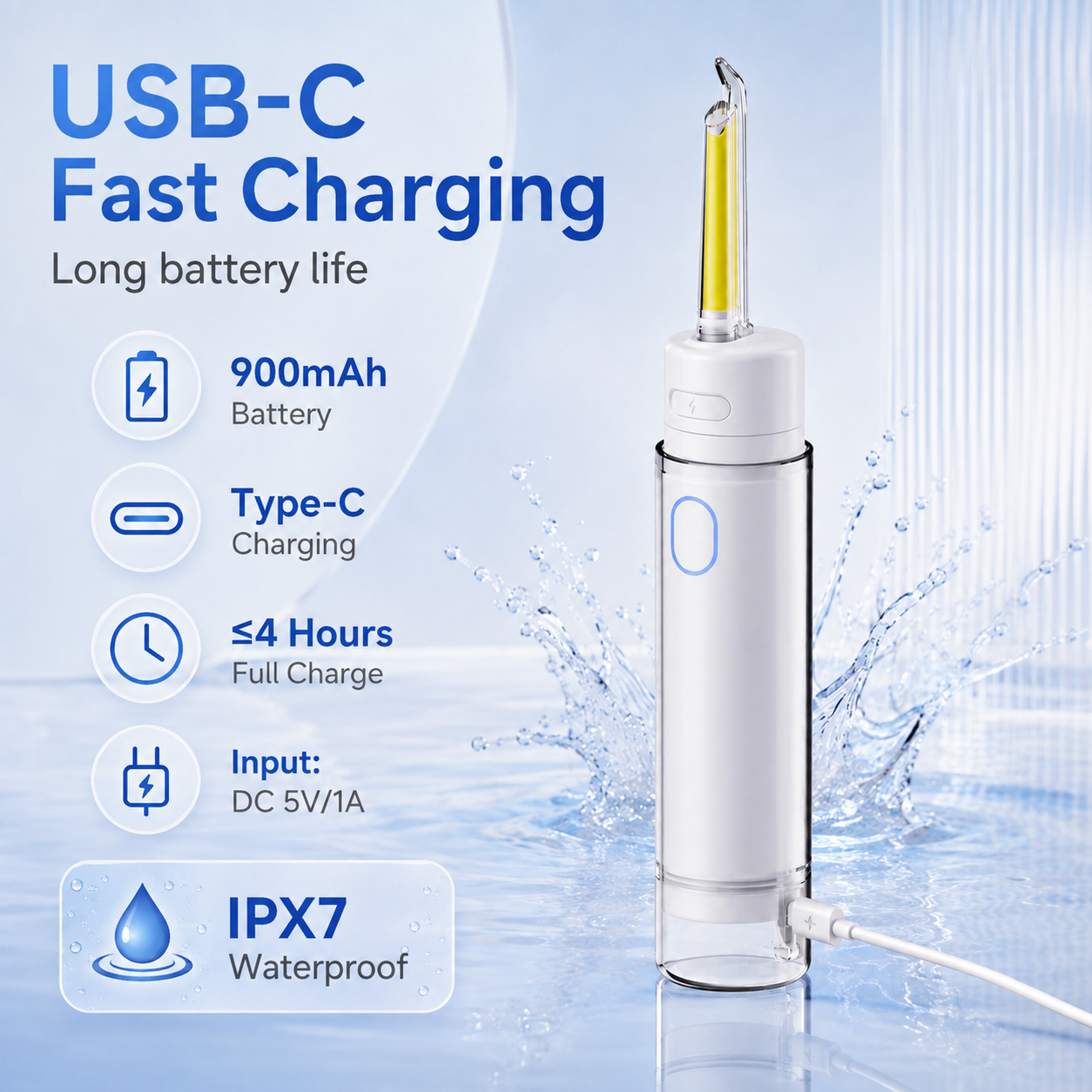 Dentson Mini Water Flosser – Dual Tank Portable Design
