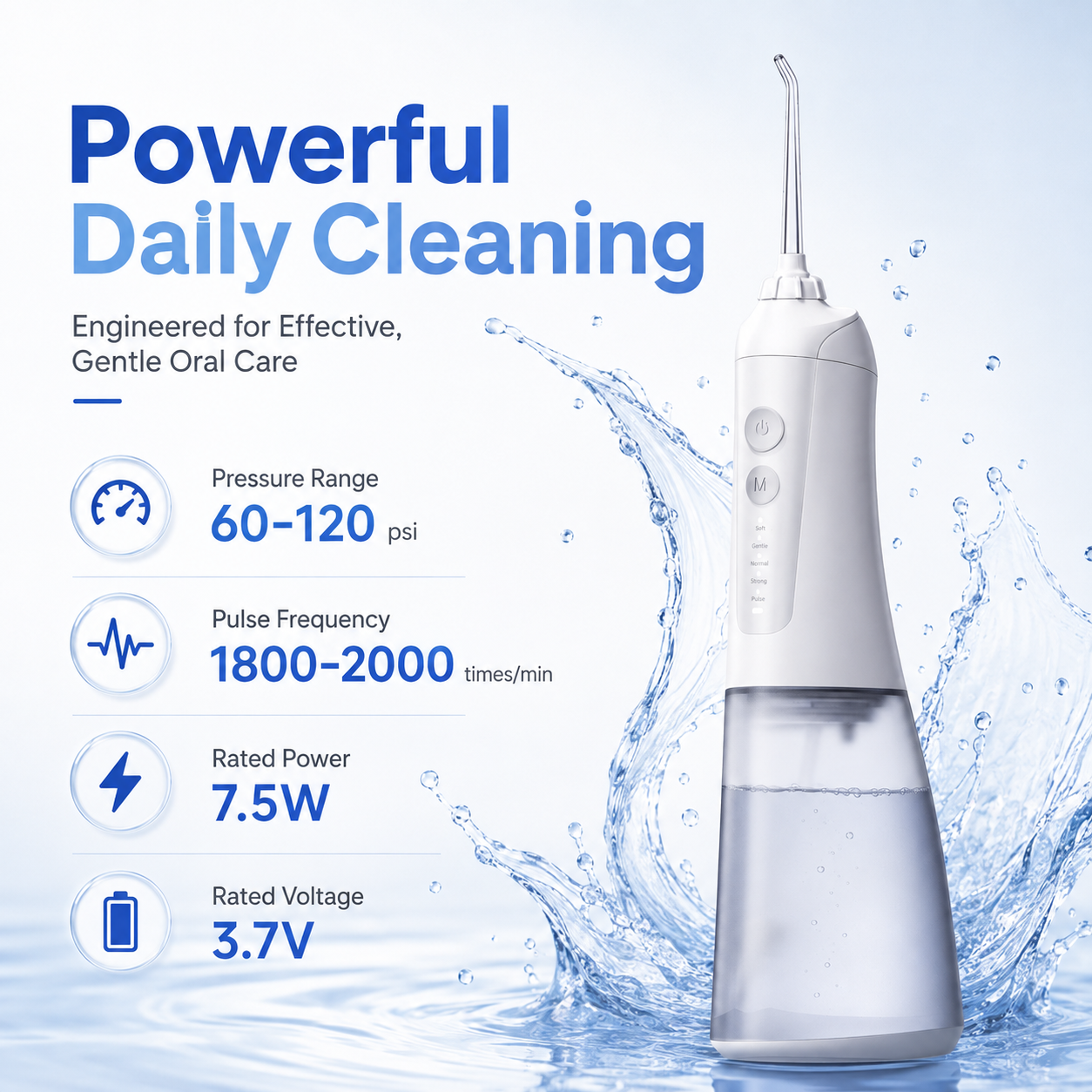Dentson 5-Mode Water Flosser – 300ML Detachable Tank