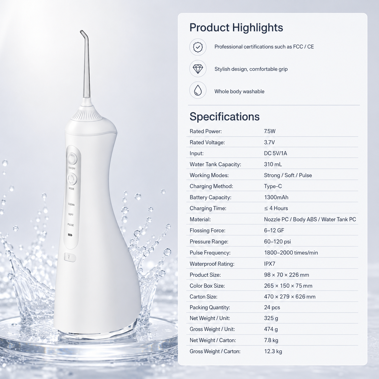 Dentson Cordless Water Flosser – Powerful Clean, Gentle Care