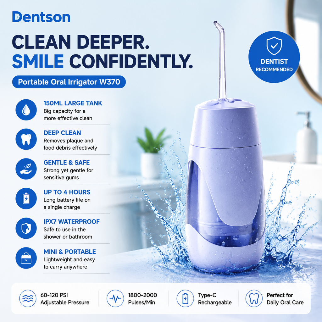 Dentson Portable Water Flosser – Deep Clean Teeth & Gums