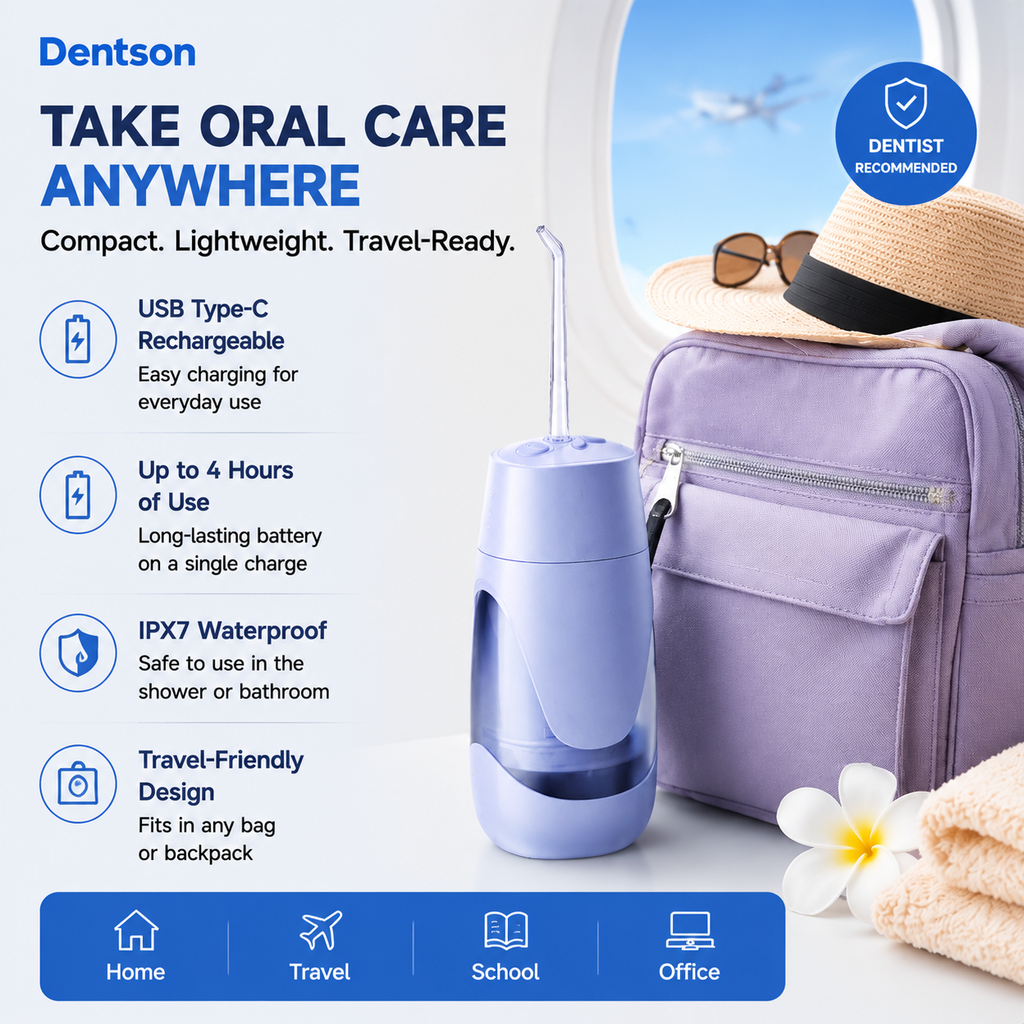 Dentson Portable Water Flosser – Deep Clean Teeth & Gums