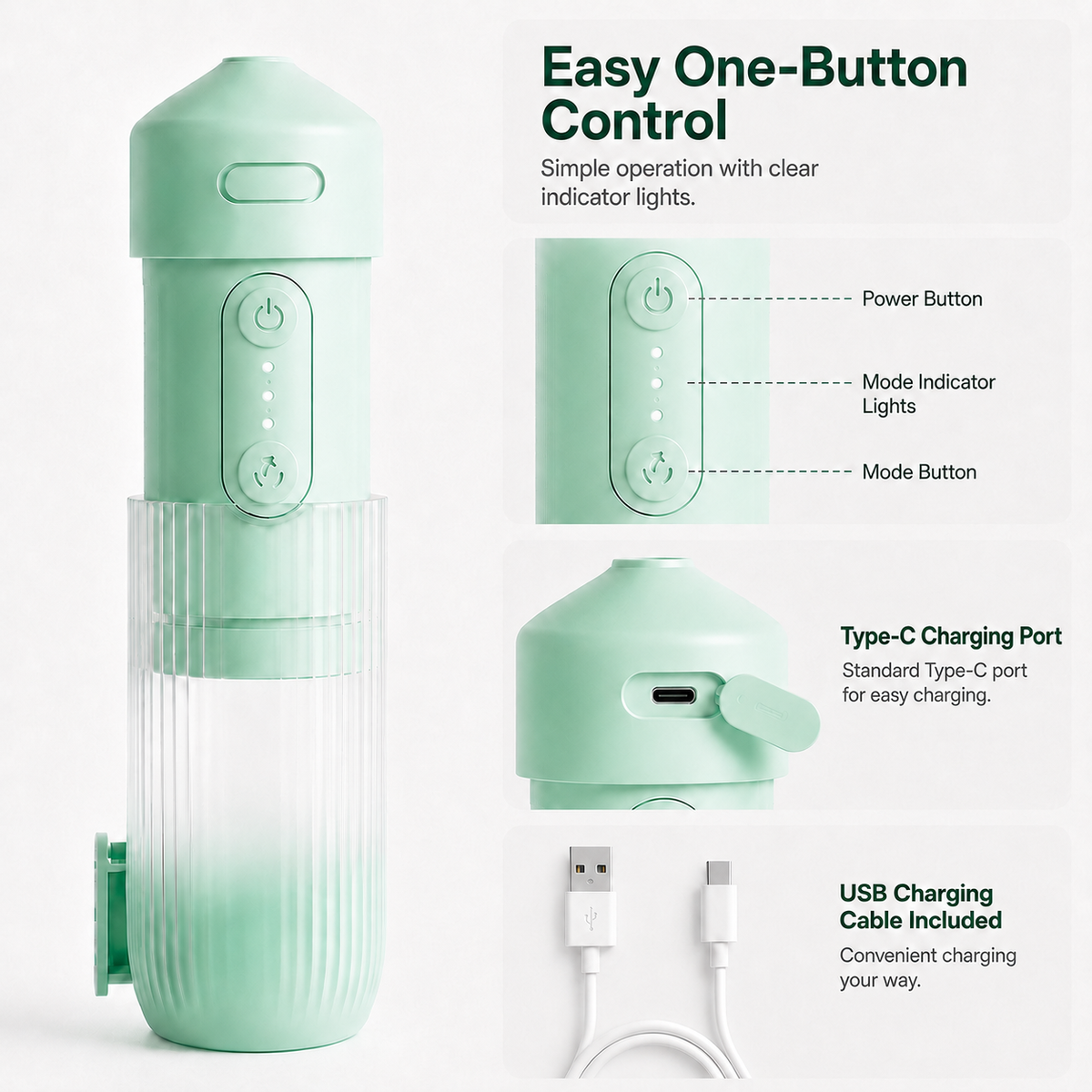 Portable Cordless Water Flosser with 4 Tips, 3 Modes & Type-C Charging S60